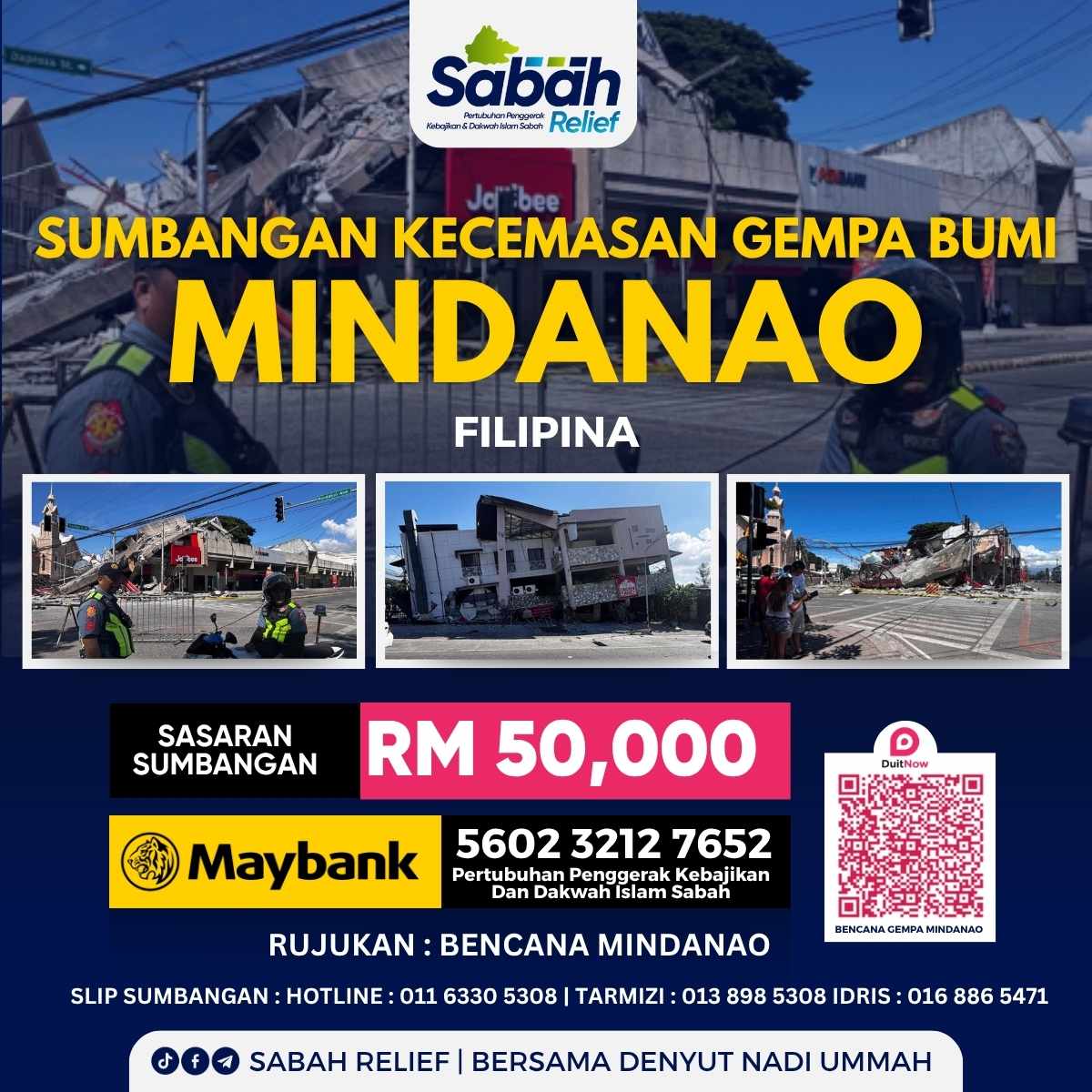 Tabung Bantuan Kecemasan Gempa Bumi Mindanao, Filipina | Sabah Relief